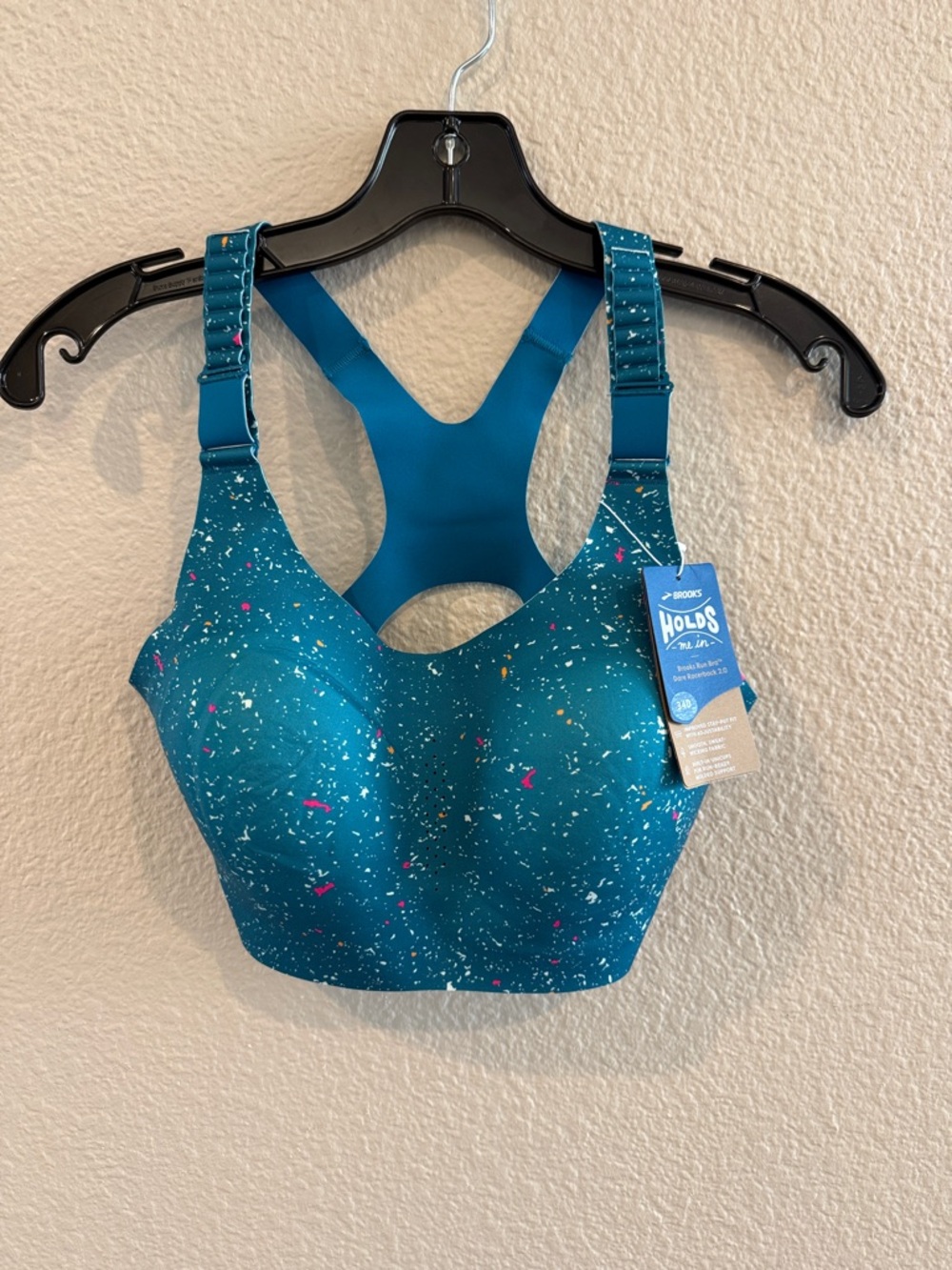 Brooks Teal Speckled Racerback Sports Bra